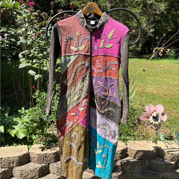 Vintage Y2K made in Nepal Multicolor Embroidered Long Sleeve duster jacket - Picture 2 of 9